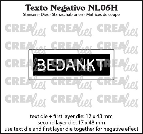 Texto Negativo stansen no. 05H, BEDANKT (horizontaal)