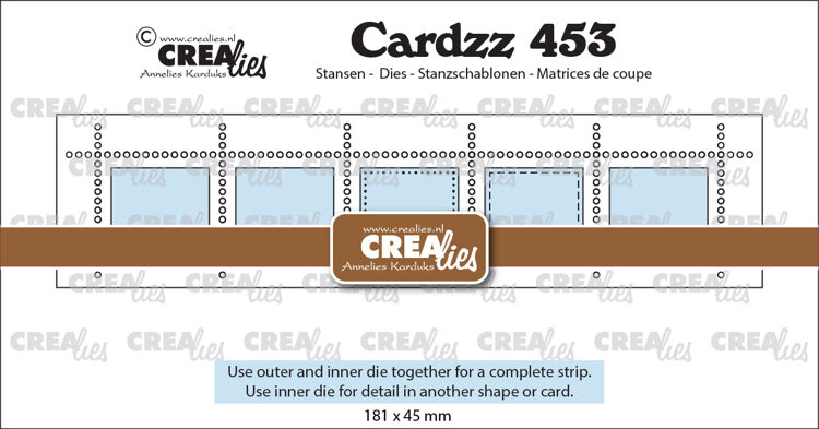 Cardzz stansen no. 453, Postzegelstrip XL 5x horizontale rechthoeken