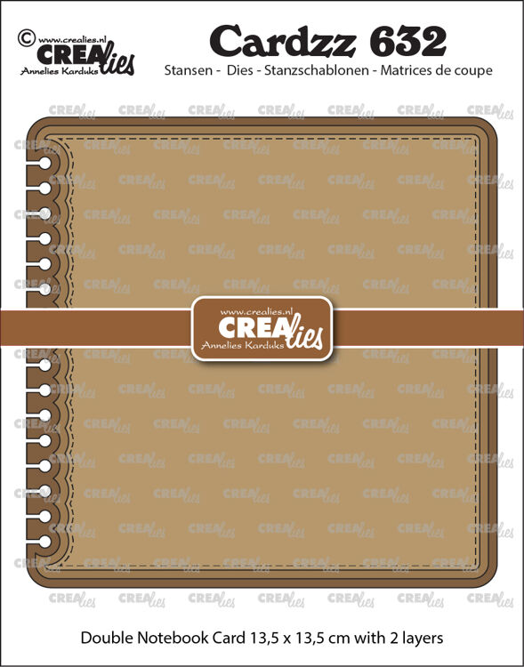 Cardzz stansen no. 632, Dubbele kaart Notebook vierkant met afgegeronde hoeken